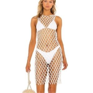 Lovewave The Alisa Mini Dress in Stark White $218 NWT Revolve THICK Fishnet XS
